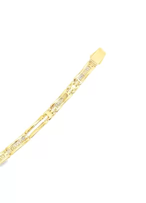 Bratara din Aur Galben si Alb 14K Greek Key Bracelet