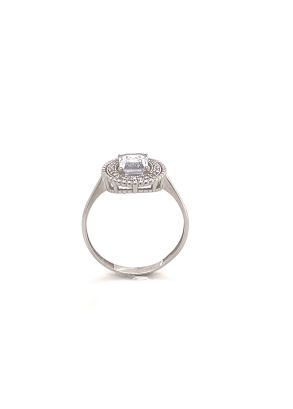 Inel de logodna din Aur Alb 14K Crystal Baguette Ring