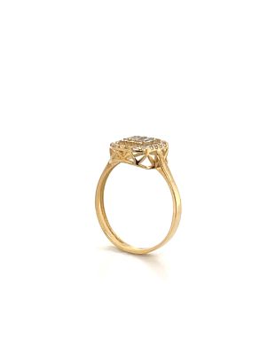 Inel de logodna din Aur Galben 14K Crystal Baguette Ring