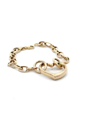 Bratara din Aur Galben 14K Gold Heart Link Bracelet