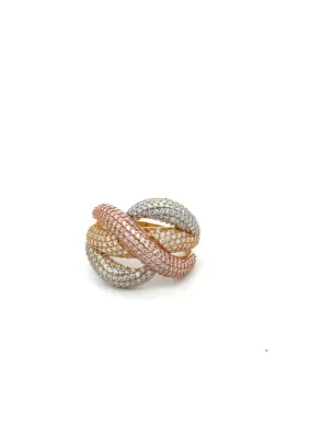 Inel din Aur Galben, Alb si Roz 14K Tri-Color Gold Rings