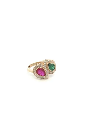 Inel din Aur Galben 14K Mystic Crystal Ring