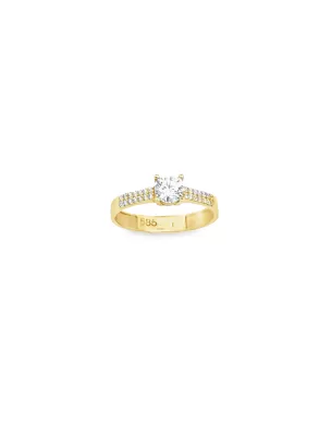 Inel din Aur Galben 14K Sparkling Stone Ring