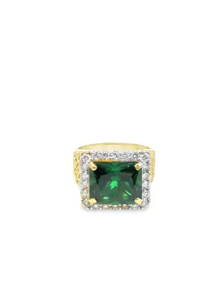 Inel din Aur Galben 14K Elegant Green Gemstone Ring