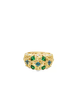 Inel din Aur Galben 14K Colorful Gemstones Ring