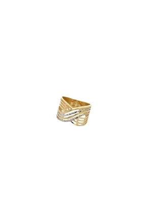 Inel din Aur Galben si Alb 14K Two-Tone Statement Ring