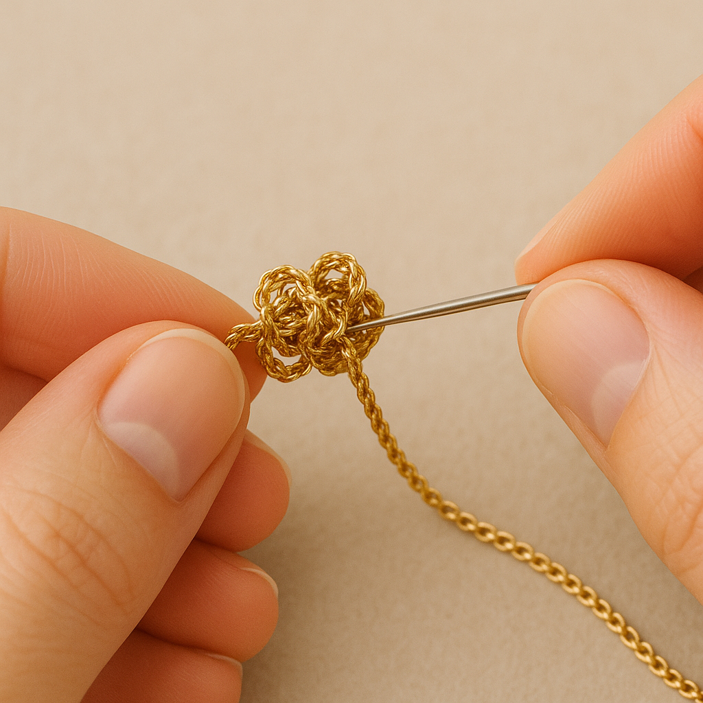 Cum desfaci delicat un lănțișor din aur cu ace fine