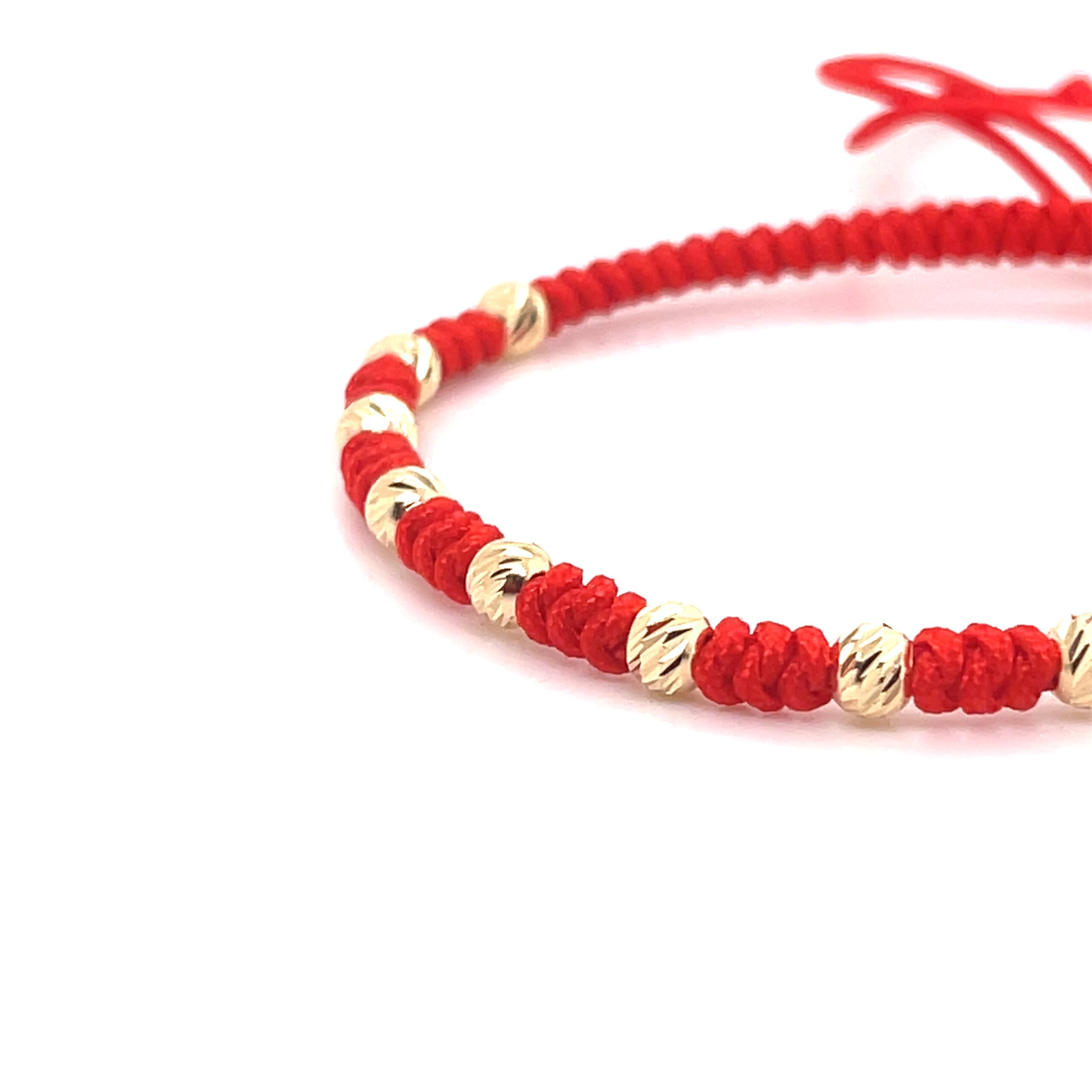 Bratara cu snur rosu din Aur Galben 14k Cord Bracelet-3419