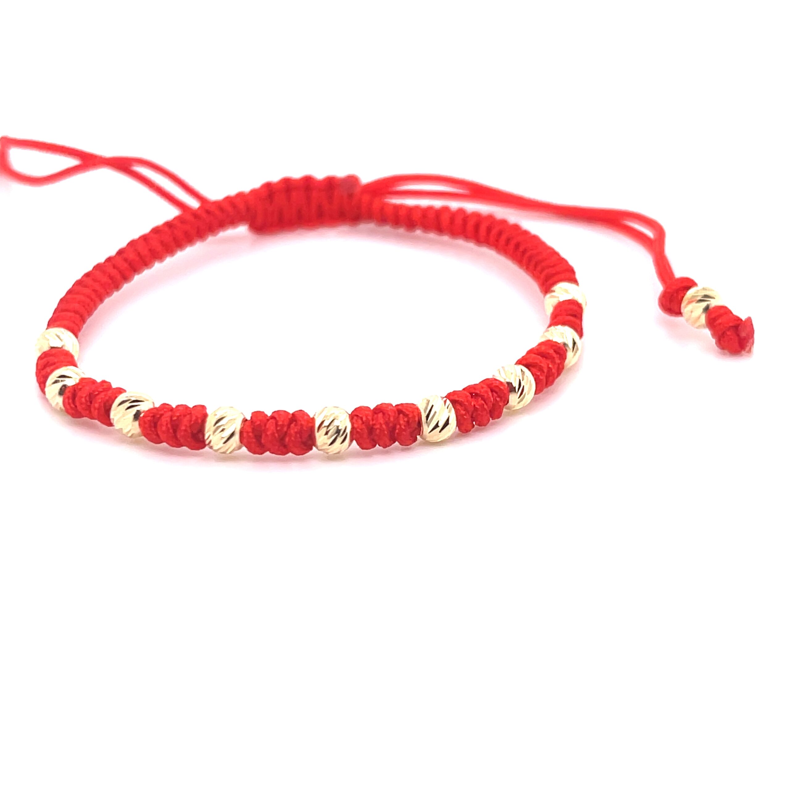 Bratara cu snur rosu din Aur Galben 14k Cord Bracelet-3420