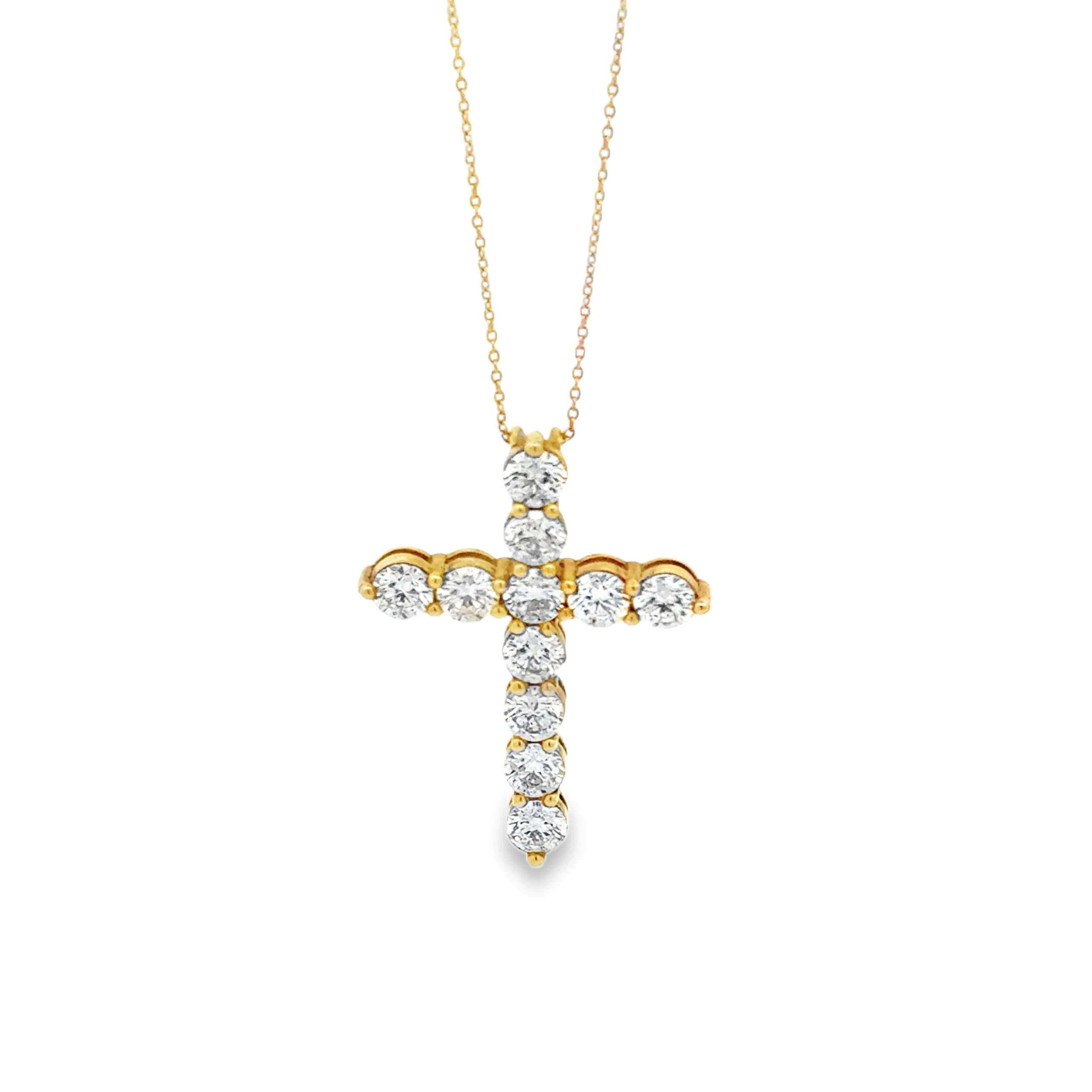 Colier din Aur Galben 18K Elegant Diamond Cross Necklace-0